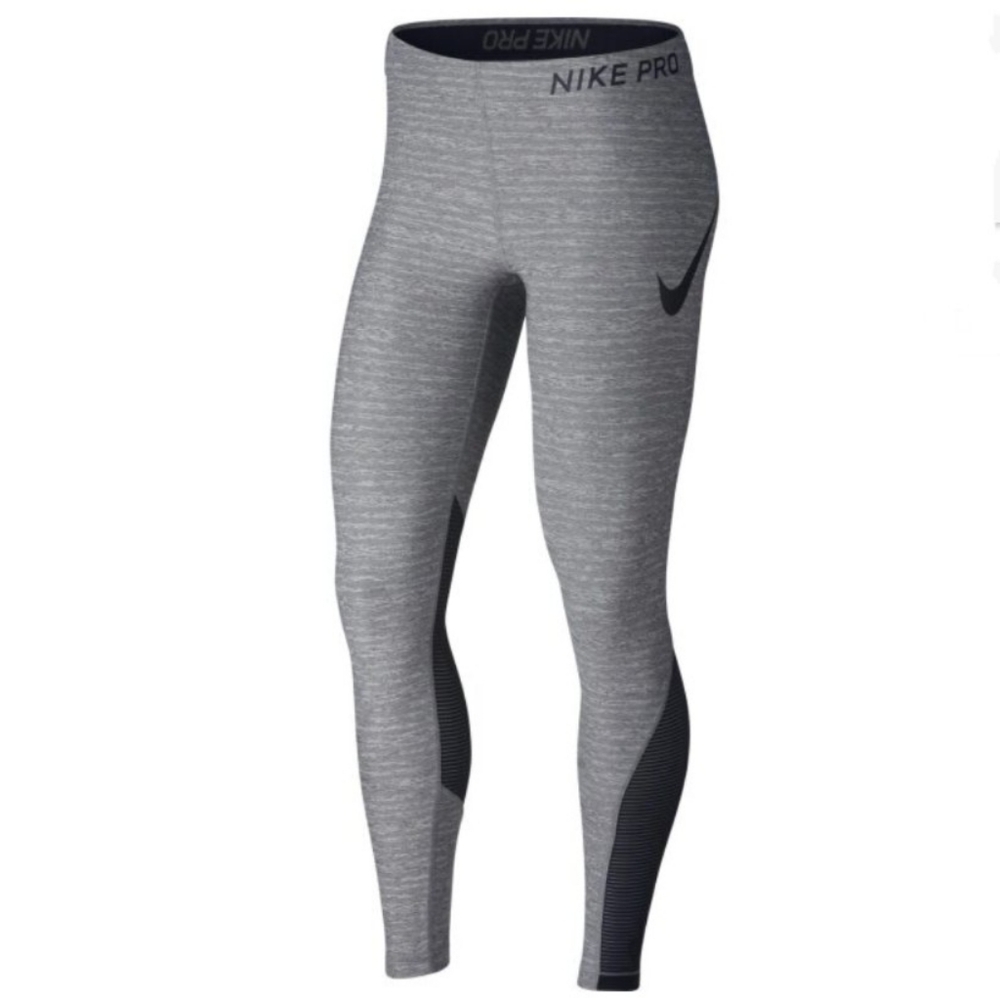 Nike Pro Dri Fit Training Active Full Length Leggings Heathered Gray